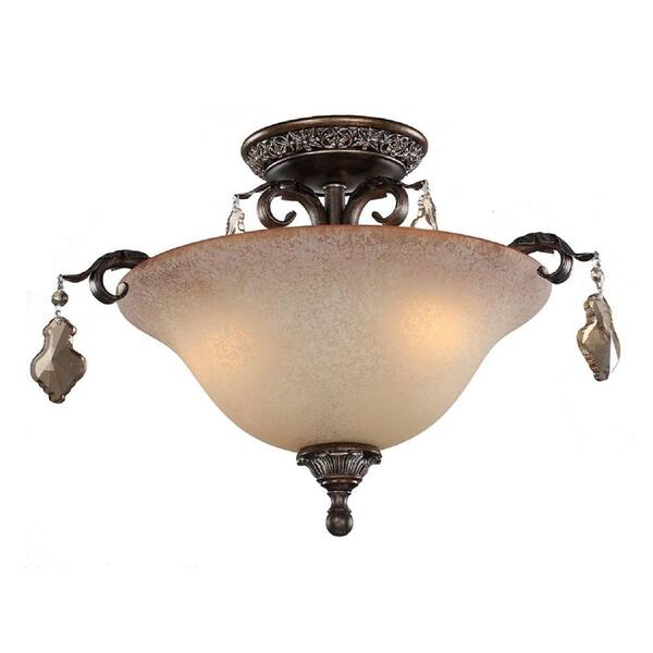 ARTCRAFT Makoto 3-Light Multi-Tone Bronze Semi-Flush Mount Light