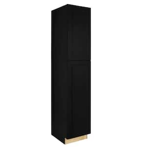 Avondale 18 in. W x 24 in. D x 90 in. H Ready to Assemble Plywood Shaker Pantry Kitchen Cabinet in Raven Black