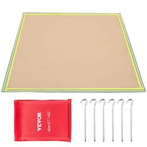 Emergency Fire Pit Mat 67 in. x 60 in. Welding Blanket 1022°F Fiberglass with 10 Steel Grommets for BBQ Oven Stove