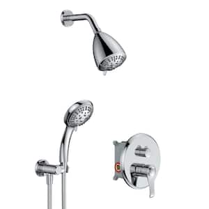 16-Spray Patterns with 2.0 GPM 4.3 in. Wall Mount Dual Shower Head Hand Shower Faucet in Chrome (Valve Included)