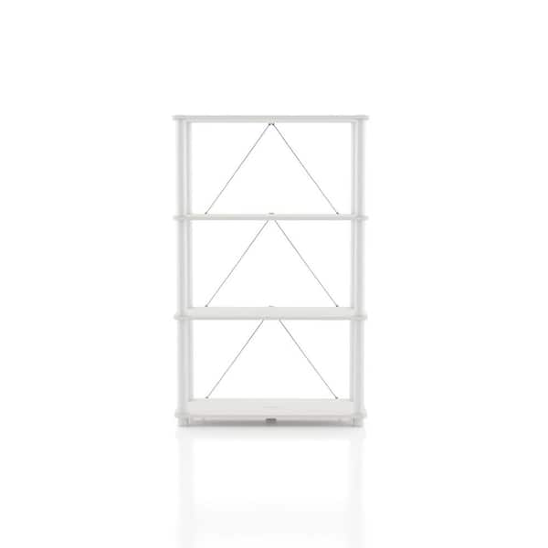 Quincy 44.2 in. Tall White Engineered Wood Wide 4-Shelf Modular Bookcase With Support Rods