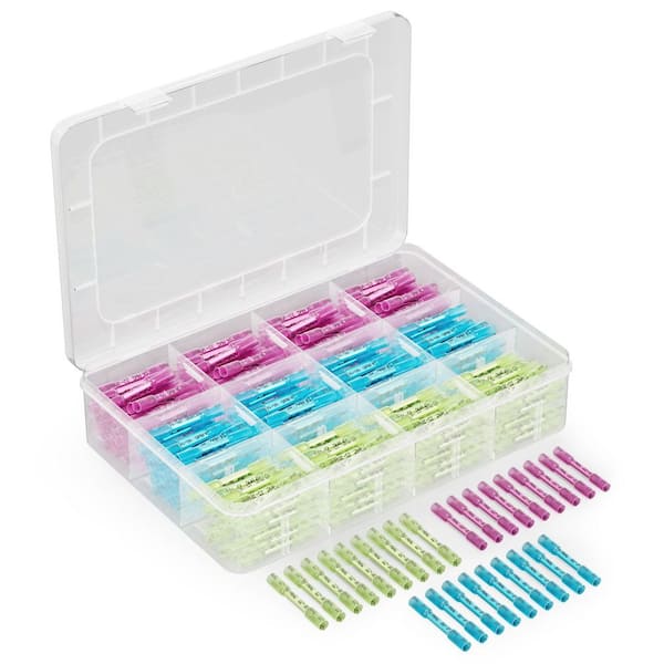 22-10 AWG Waterproof Heat Shrink Butt Connector Kit with Tin-Plated Copper Core, 100-Pack