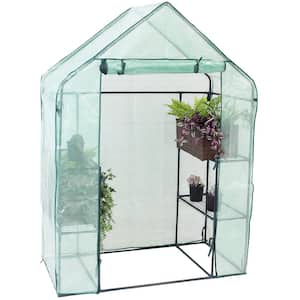 Sunnydaze 4 ft. x 2 ft. x 6 ft. Green Outdoor Portable Deluxe Walk-In Greenhouse with 4-Shelves
