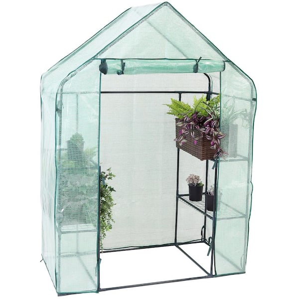 Sunnydaze Decor Sunnydaze 4 ft. x 2 ft. x 6 ft. Green Outdoor Portable Deluxe Walk-In Greenhouse with 4-Shelves