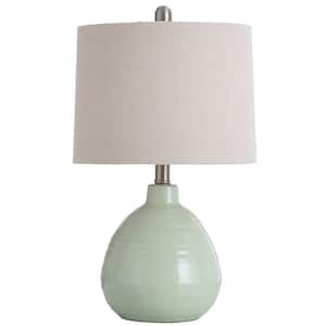 21.5 in. Poly Resin and Ceramic Table Lamp - Faux Wood, Cream Finish - White Hardback Styrene Shade