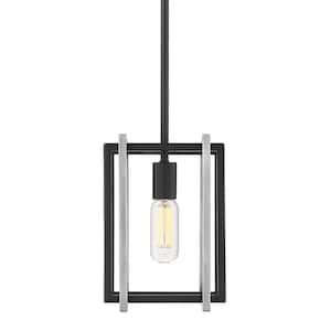 Tribeca 1-Light Black with Pewter Accents Mini Pendant