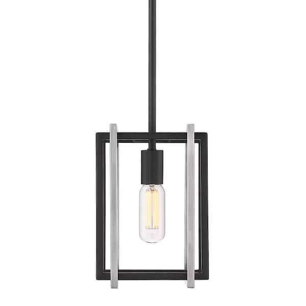 Golden Lighting Tribeca 1-Light Black with Pewter Accents Mini Pendant