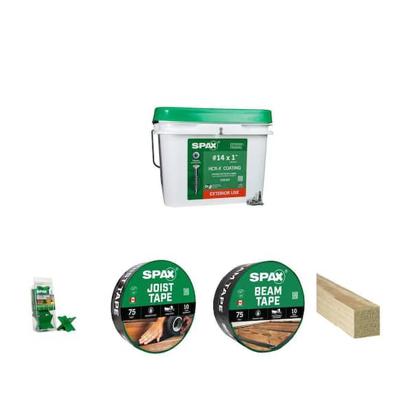 #14 x 1 in. Deck Screws (1500-Count), Spacer Tool (3-Each), 1 5/8 in., 3 1/3 in. Deck Tape and 4 in. Timber