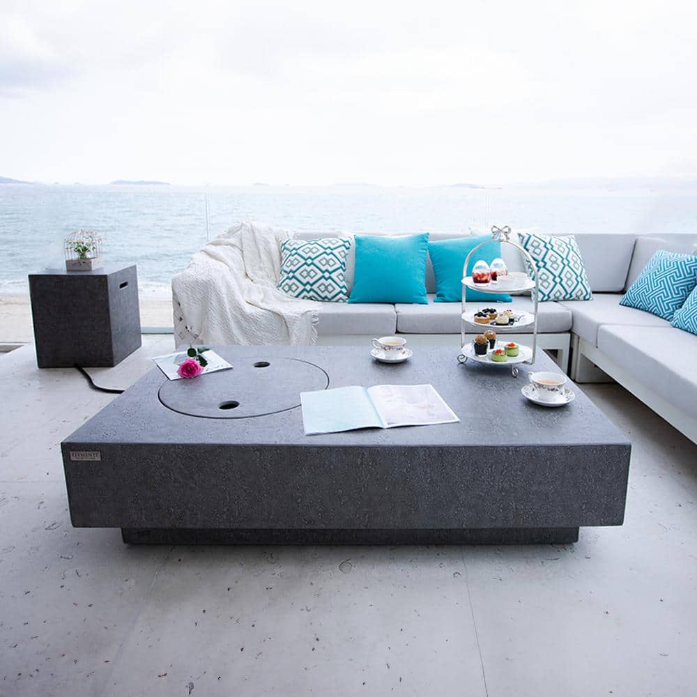 Metropolis Gray Concrete Rectangular Gas Fire Pit Table