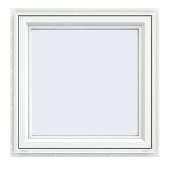 JELD-WEN 35.5 in. x 35.5 in. V-4500 Series White Vinyl Right-Handed Casement Window with Fiberglass Mesh Screen