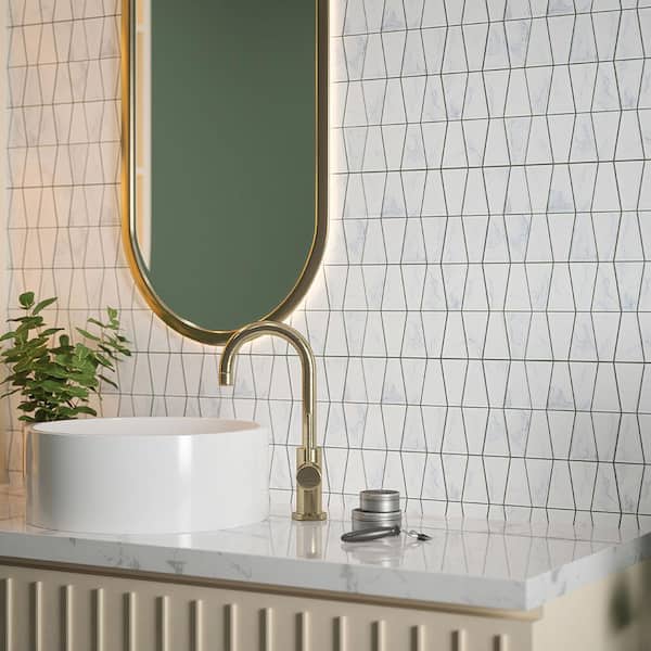 Cove Trapazoid White 12.25 in. x 12.125 in. Trapazoid Gloss Glass Mosaic Wall Tile (20.63 sq. ft./Case)