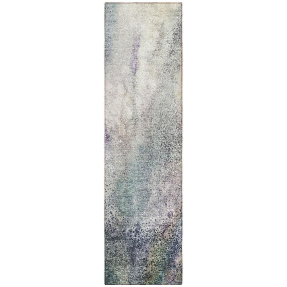 2' x 3'7 Ivory Blue Stripe Outdoor Indoor Rug main image 0