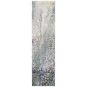 Ivory 2 ft. x 7 ft. Abstract Indoor / Outdoor Area Rug