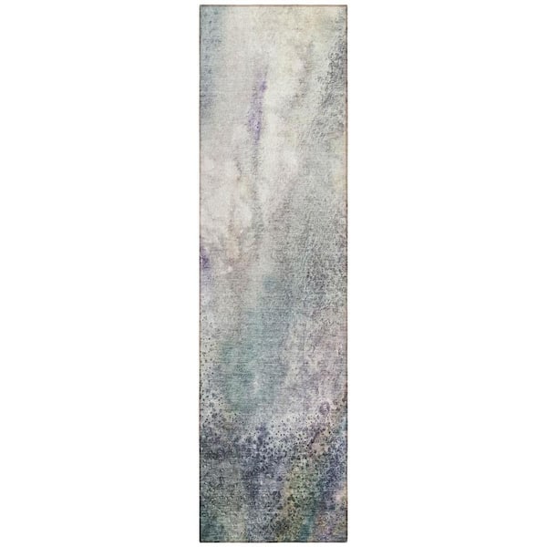 Ivory 2 ft. x 7 ft. Abstract Indoor / Outdoor Area Rug