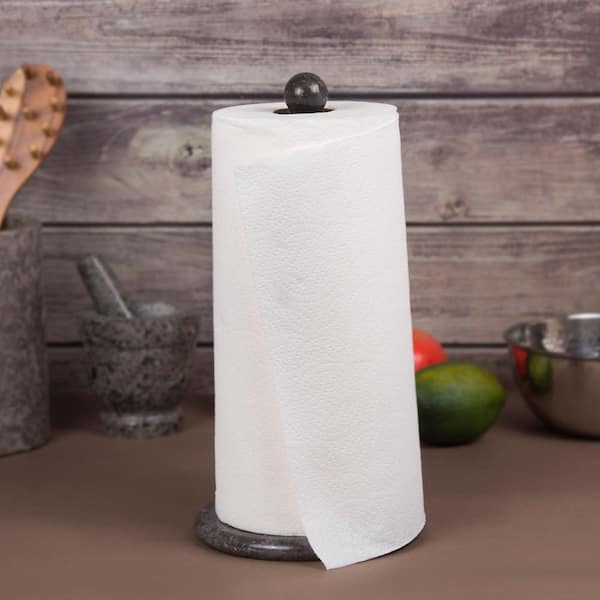 Creative Home 80121 Deluxe Natural Marble Upright Paper Towel Holder Dispenser 6 Diam patterns may very x 12-1/2 H Off-White 
