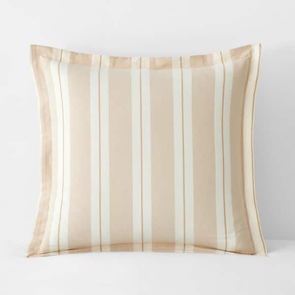 The Company Store Wide Stripe T200 Yarn Dyed Gold Cotton Percale Euro Sham