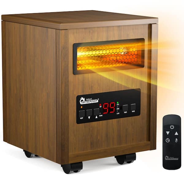 1500-Watt Brown Electric Compact Radiant Infrared Portable Space Heater with Remote Control for Indoor Use, DR-123