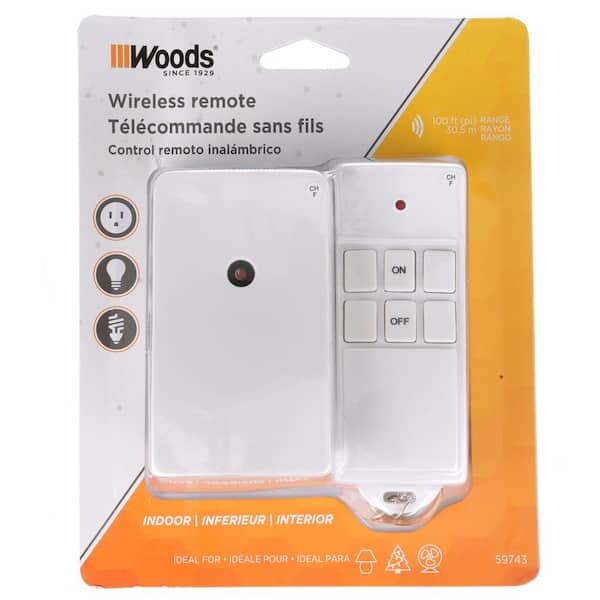 Indoor Plug-In Wireless Remote Control w/ 3 Outlets, White