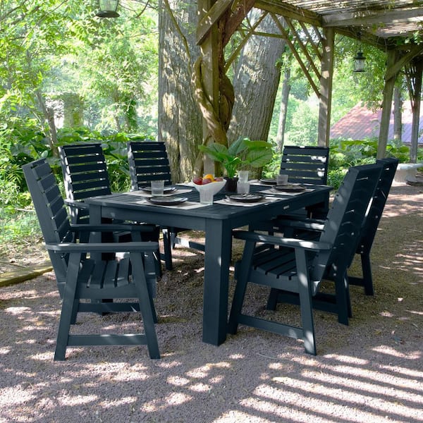 Weatherly Federal Blue 7-Piece Plastic Rectangular Outdoor Dining Set
