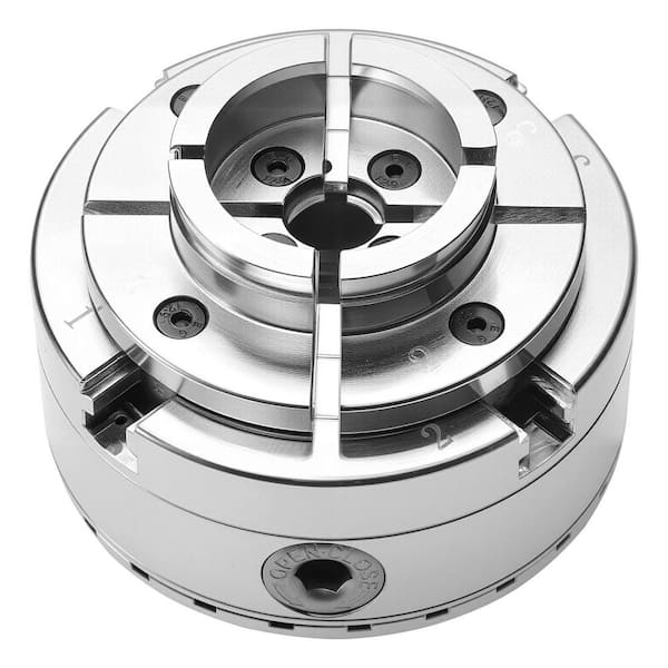 4 in. Wood Lathe Chuck, 1 in. x 8 TPI with Adapter, 4-Jaw Self-Centering Set, 5 Jaw Types and Case, Nickel-Plated Finish