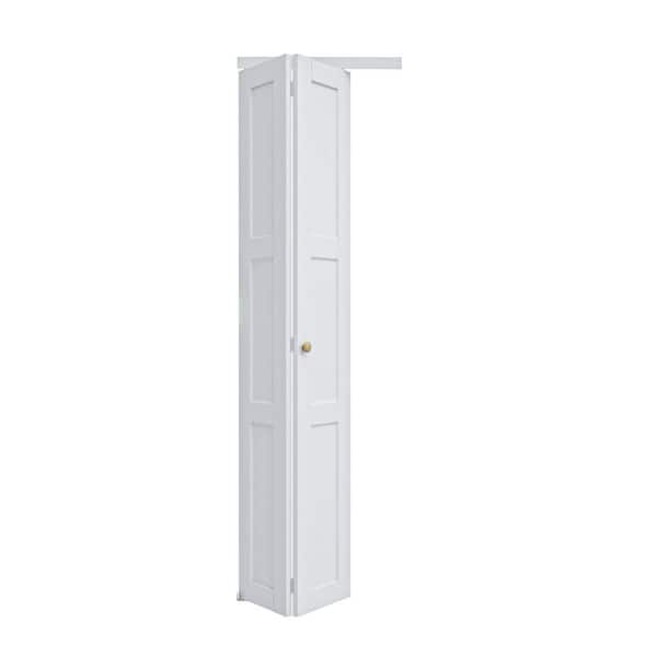 24 in. x 80 in. 3-Lite Solid Core Panel White Primed Composite MDF Interior Closet Bi-fold Door with Hardware Kit
