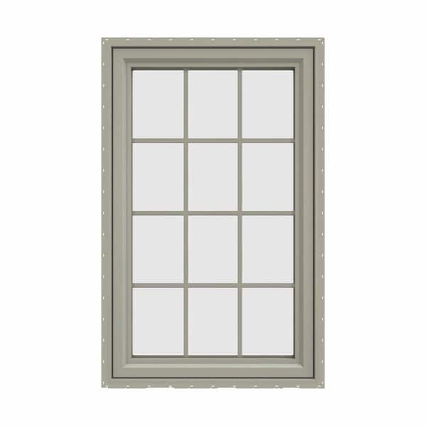 JELD-WEN 35.5 in. x 47.5 in. V-4500 Series Desert Sand Vinyl Left-Handed Casement Window with Colonial Grids/Grilles