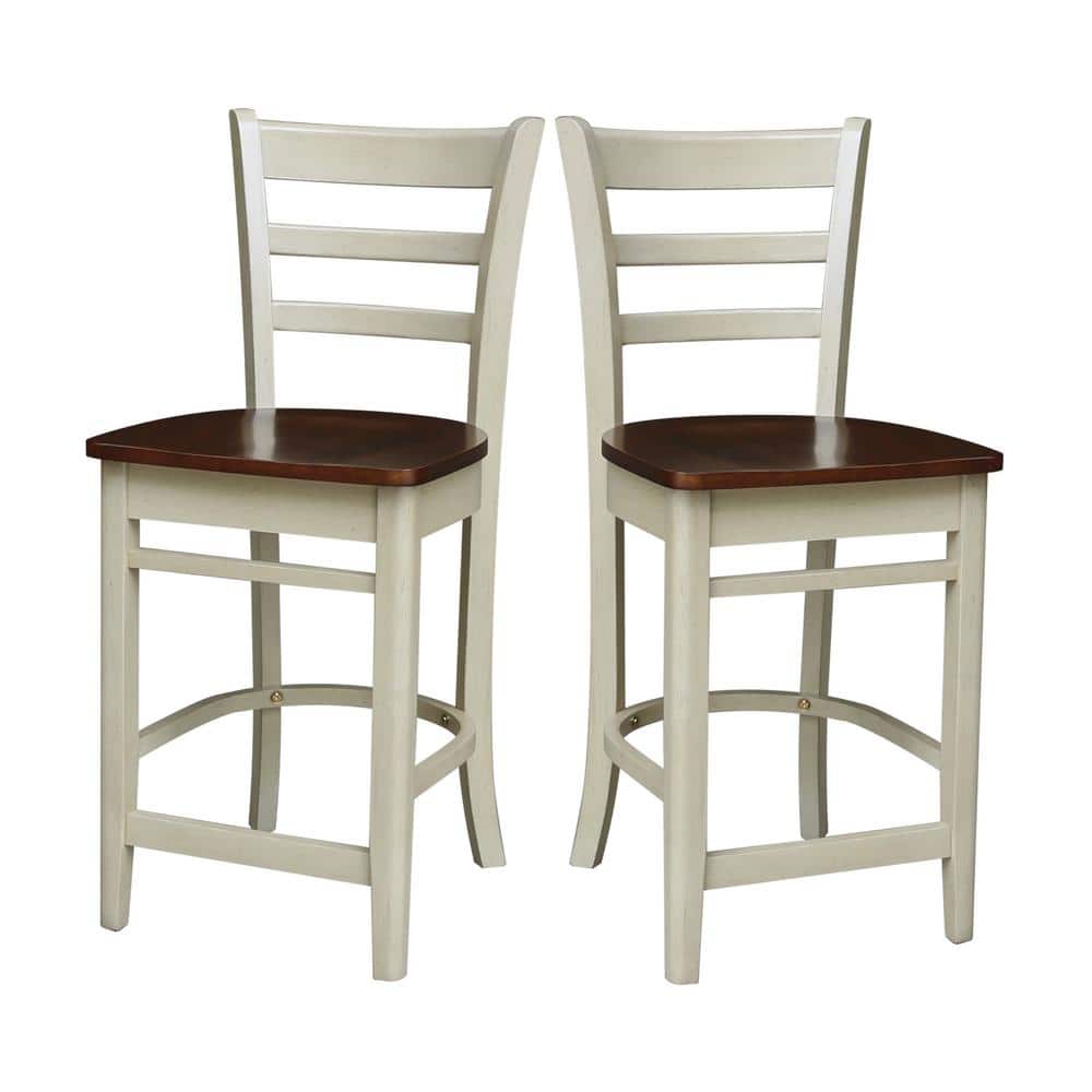Emily 24" White Wood Counter Height Barstool
