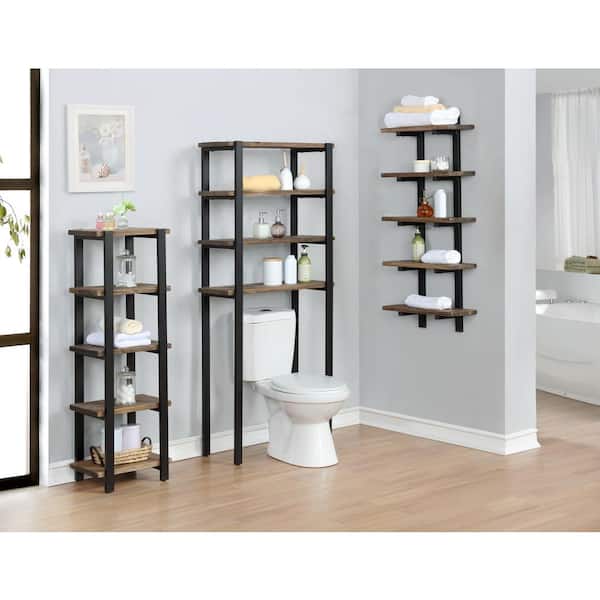 DR.IRON Industrial Pipe Wall Bathroom Shelf Rustic Bathroom Shelves with  Towel Bar,24 Towel shelfs for Bathroom,Farmhouse Bathroom Shelving Unit