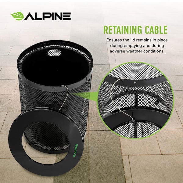 Alpine Industries 36 Gal. Black Steel Diamond Outdoor Commercial