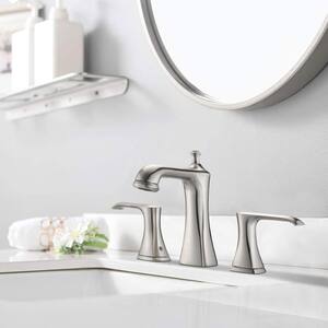 8 in. Widespread 2-Handle Deck Mount Bathroom Faucet Spot Resist in Brushed Nickel