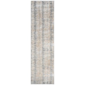 Modern Abstract Grey Gold 2 ft. x 8 ft. Abstract Contemporary Runner Area Rug