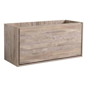 Catania 48 in. Modern Wall Hung Bath Vanity Cabinet Only in Rustic Natural Wood