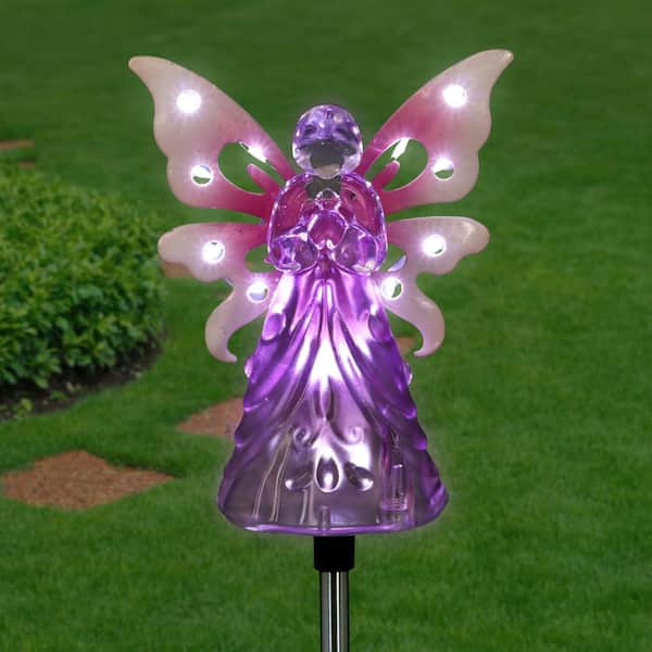 Exhart Solar Angel 2.82 ft. Pink Plastic Garden Stake 14158-RS