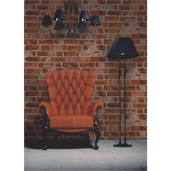 Dexter Orange Brick Non-Pasted Wallpaper, 56.4 sq. ft.