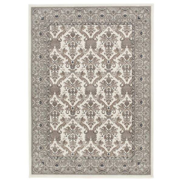 Kurdamir Elegante Oyster 8 ft. x 11 ft. Traditional Polypropylene Area Rug
