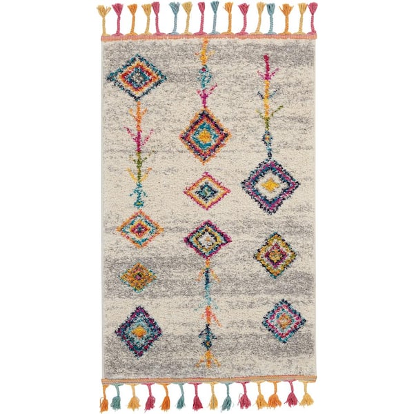 Moroccan Casbah Cream doormat 2 ft. x 4 ft. Moroccan Transitional Kitchen Area Rug