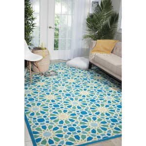 Starry Eyed Porcelain 8 ft. x 11 ft. Geometric Modern Indoor/Outdoor Patio Area Rug