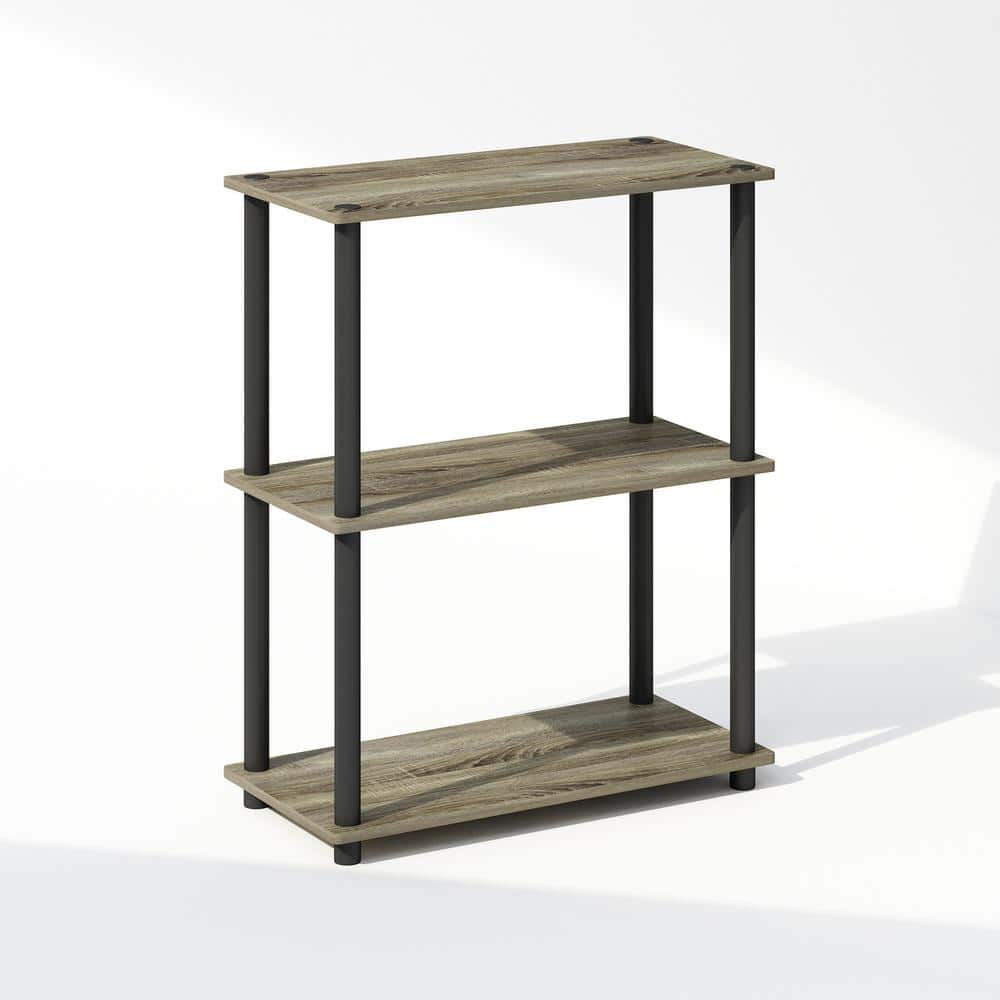 Gray Medium Wood 3-Tier Vertical Bookcase