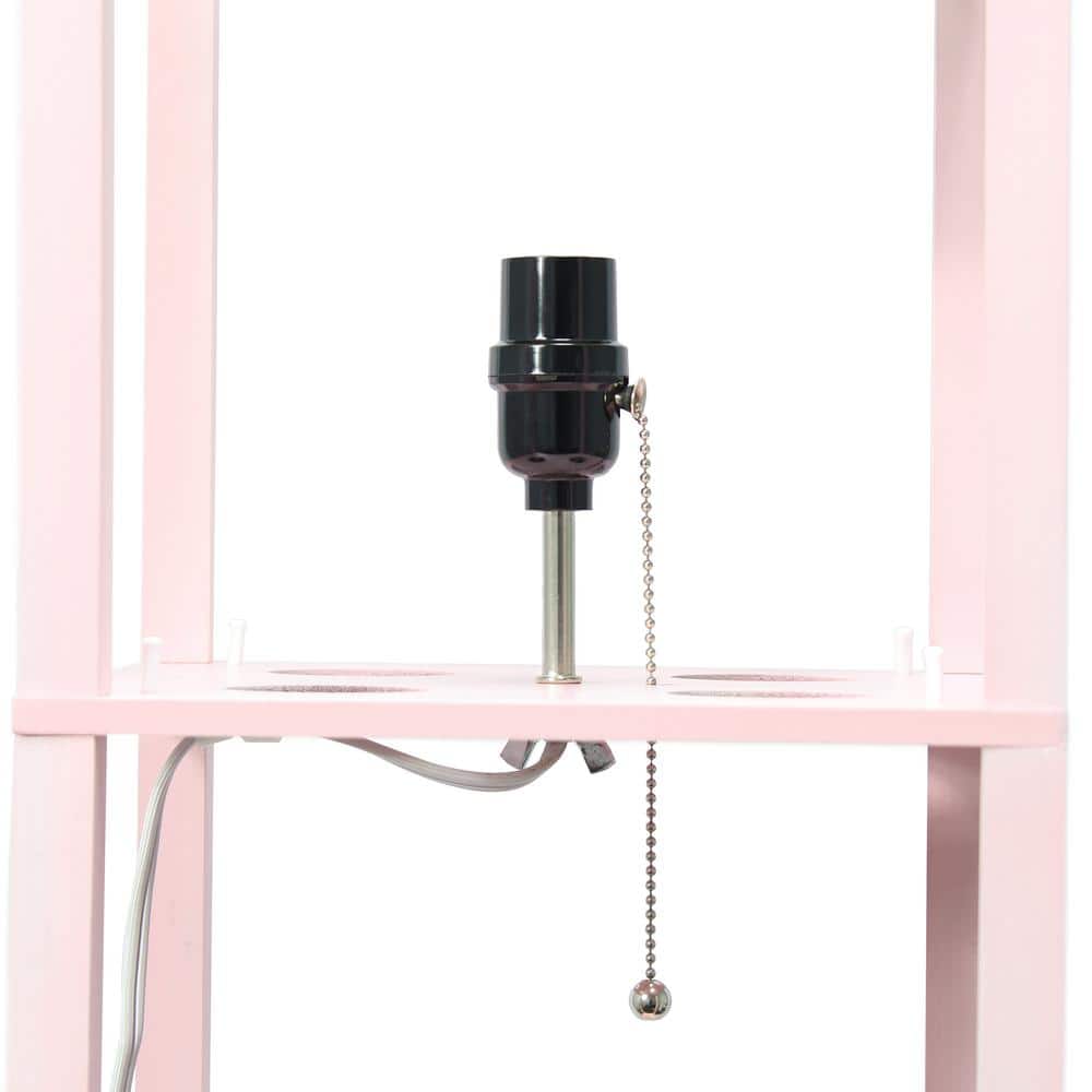Elegant Light Pink Floor Lamp with Integrated Shelving