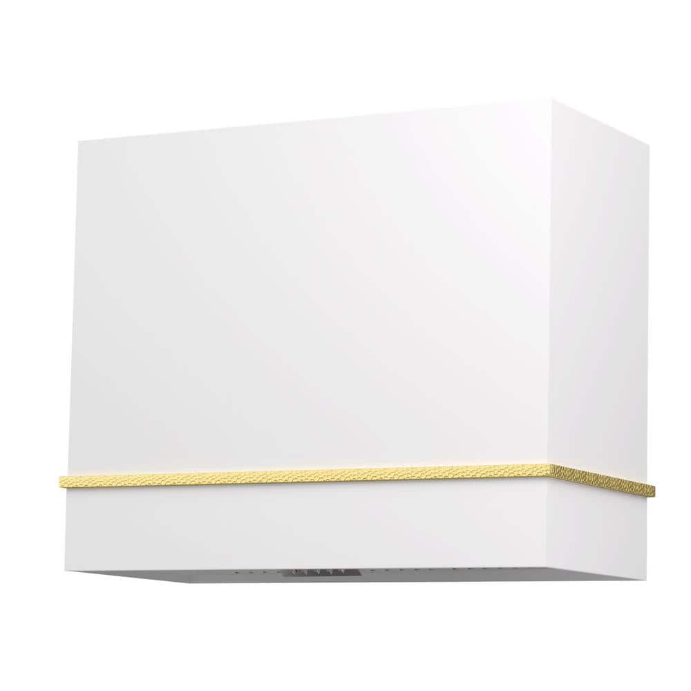 36 in. Stainless Steel Range Hood with Powerful Vent Motor, 600 CFM, 3-Speed, Wall Mount, in White with Gold