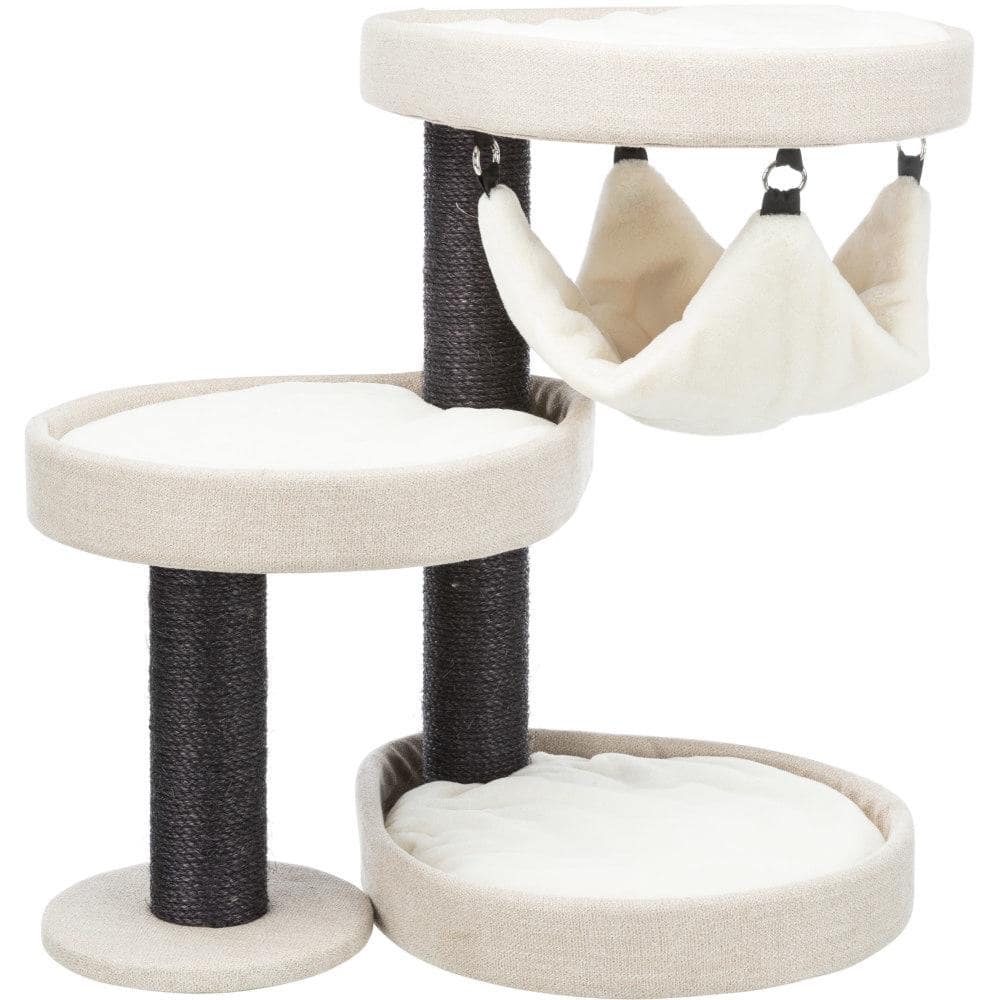 Cream and Black Sisal Freestanding Cat Tree with Hammock