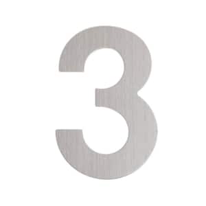6 in. Silver Stainless Steel Floating House Number 3