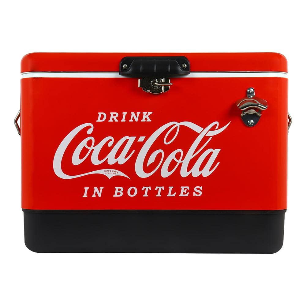 Red and Black Metal Coca-Cola 54 qt Ice Chest Cooler