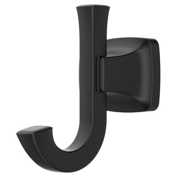 Townsend Wall Mounted J-Hook Double Robe/Towel Hook in Matte Black