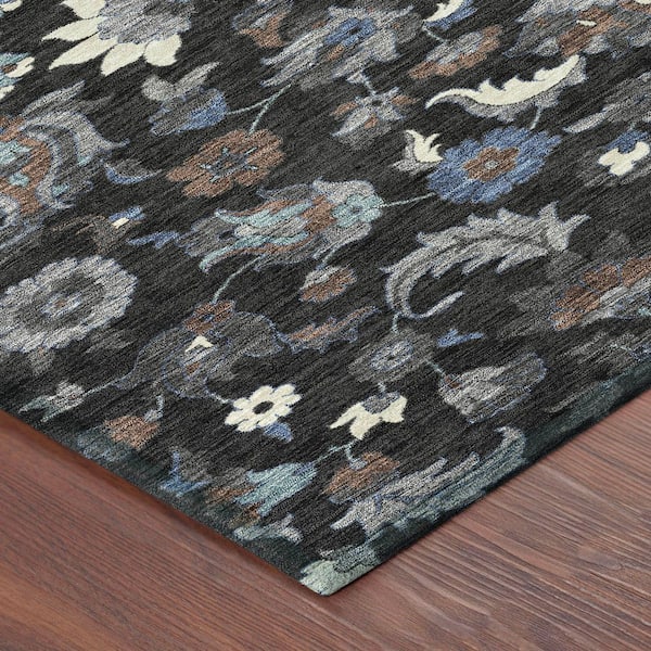 Chantille Machine Washable Indoor/Outdoor Abstract ACN2473 Black 5 ft. x 7 ft. 6 in. Area Rug