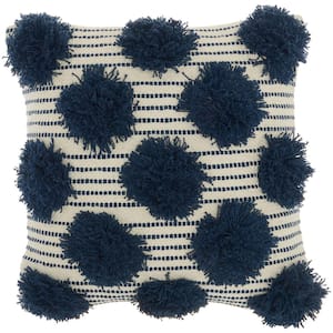 Lifestyles Navy Textured 18 in. x 18 in. Throw Pillow