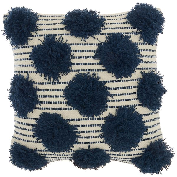 Mina Victory Lifestyles Navy Textured 18 in. x 18 in. Throw Pillow