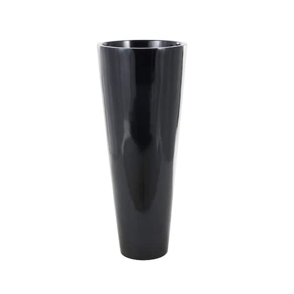 Litton Lane Black Fiber Glass Trumpet Minimalistic Floor Decorative Vase, 18 in. x 18 in. x 50 in