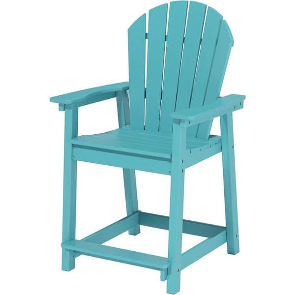 Lake Blue HDPE 400 LBS Heavy-Duty Tall Adirondack Bar Chair, Weatherproof Ergonomic Patio Chair for Deck, Poolside