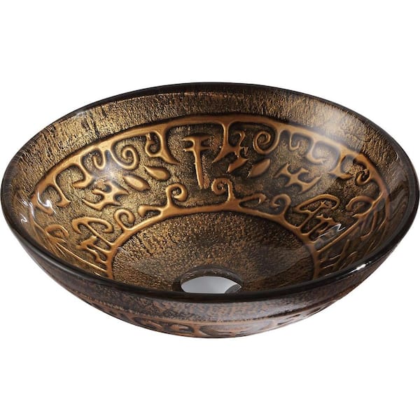 ANZZI Alto Series 17 in. Bathroom Vessel Sink with Scratch-Tough and Stain-Resistant Surface in Lustrous Brown Glass
